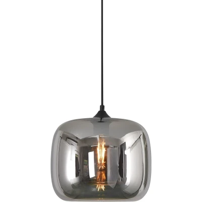 Afbeelding van Artelight Preston glazen hanglamp 1xE27 lichts zwart/smoke d:28cm Modern Artdelight 2 jaar garantie