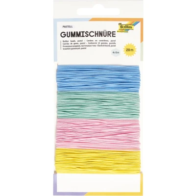 Afbeelding van Folia elastiek touw, 5 m, pak van 4 stuks in geassorteerde pastelkleuren touw