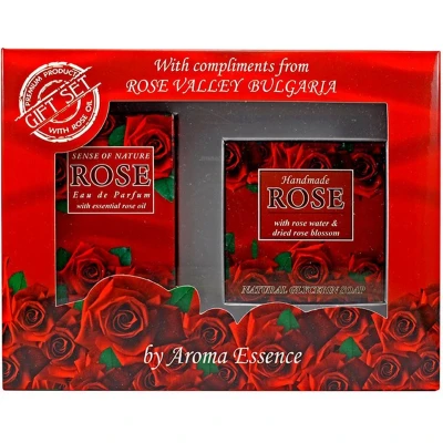 Afbeelding van Set van 2 producten Red Rose Eau De Parfum met etherische rozenolie zeep rozenbladjes 2st