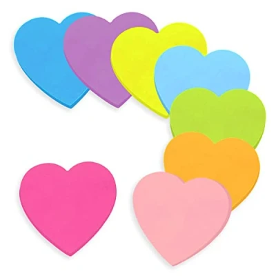Afbeelding van Sticky Notes, 560 vellen hart zelfklevende notities, 8 kleuren, heldere berichtstickers, super kleverige kleur notities voor kantoor, thuis, school, vergadering (70 x 70 mm)
