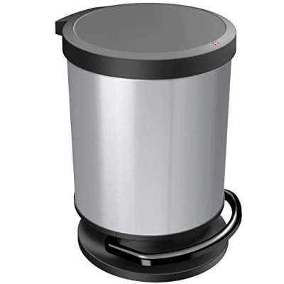 Afbeelding van Rotho Paso Pedaalemmer Rond 20L Silver Metallic