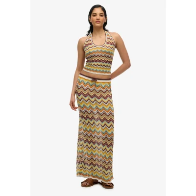 Afbeelding van Superdry zigzag Column Maxirok, Dames, Maat: 40, Mint stripe