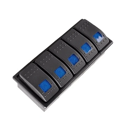 Afbeelding van Mintice 5 Stuks 12V 20A Tuimelschakelaar Blauw LED Licht Indicator Schakelaar AAN/UIT Wipschakelaar Bediening Drukschakelaar Auto Vrachtwagen Boot Dashboard 4Pin met Houder