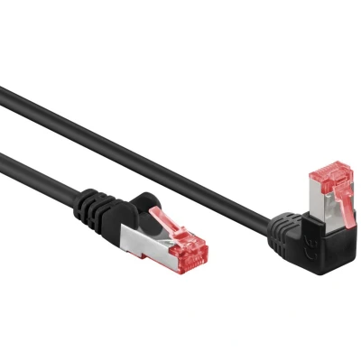 Afbeelding van Goobay CAT 6 Patch Cable 1x 90 Angled, S/FTP (PiMF), black 1 m