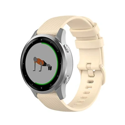 Afbeelding van Wownadu 18mm Quick Release Band Compatibel voor Garmin Vivoactive 4S/ Vivomove 3S/ Venu 2S, Forerunner 255S/ 255S Music/ 265S, Bandjes Beige Siliconen Sport Reserve Armbanden