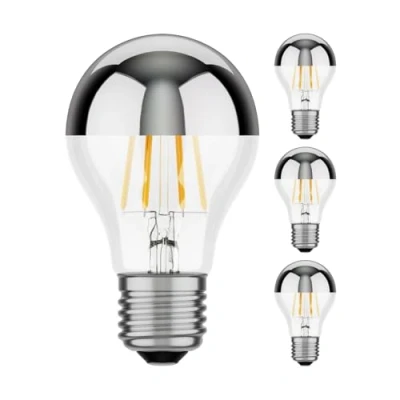 Afbeelding van ledscom.de 4 stuks E27 LED lamp, A60, warm wit (2700 K), 6 W, 667lm, hoofdspiegel (zilver)