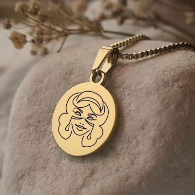 Afbeelding van Gegraveerde ketting Sterrenbeeld Lijntekening Maagd Gegraveerd Gold Plated Juwelia