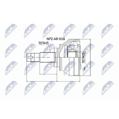 Afbeelding van Homokineet reparatie set, aandrijfas NTY NPZ AR 016
