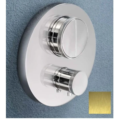 Afbeelding van SB Push Round Inbouw thermostaatkraan met drukknop omsteller en volumeregelaar PVD goud geborsteld 1208955071