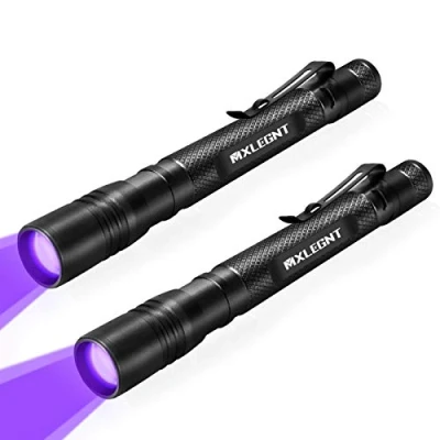 Afbeelding van UV Zaklamp 2 Pack Zwart Licht 395nm Ultraviolet Lamp Zoombaar Black Light Zaklamp, Detector voor Huisdier Urine en Bed Bugs, Aangedreven door AAA Batterijen (Zwart Licht, Pack, Zonder Batterij)