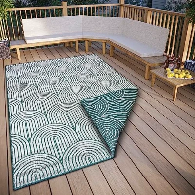 Afbeelding van Buitenkleed Flatweave 120x170cm Groen Grafisch Vloerkleed 123vloerkleed.nl is de online webshop voor vloerkleden en woonaccessoires.