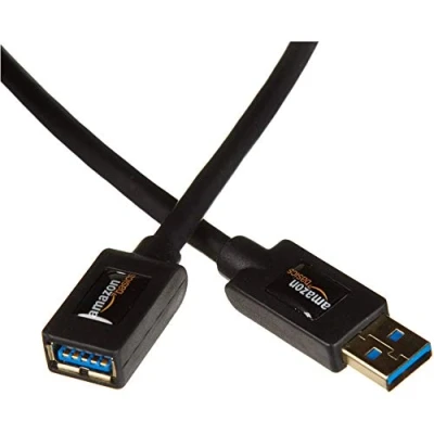 Afbeelding van Amazon Basics USB A mannelijk 3.0 naar vrouwelijk verlengkabel, 4,8 Gbps High Speed, vergulde vrouwelijke connectoren, 2 m, zwart