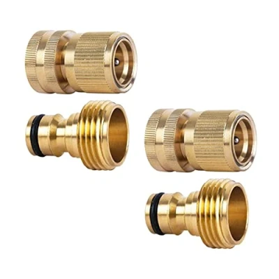 Afbeelding van Messing Tuinslang, 3/4 Inch Slang Adapter Tuinslang Kraan Aansluiting Massief Snelkoppeling Slangaansluiting Slangverbindings Set(2 paar)