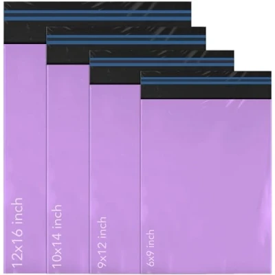 Afbeelding van 100 Mixed Mailing Poly Post Self Seal Zakken 4 Maten 25 van Elke iSOUL Kleine tot Grote Postverpakking Diverse Mailers Posten Verzending Pakket Paars