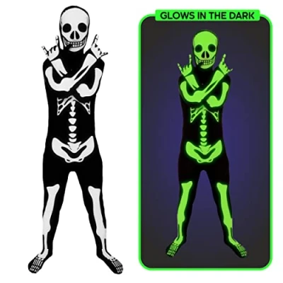 Afbeelding van Morphsuits Skelet Kostuum Kinderen Halloween Glow In The Dark Kostuums Medium
