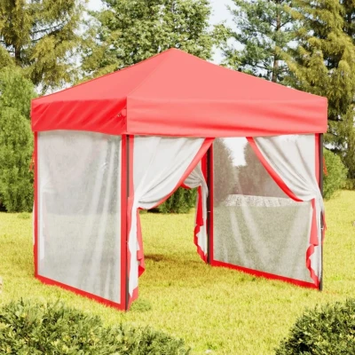 Afbeelding van vidaXL Partytent inklapbaar met zijwanden 2x2 m rood