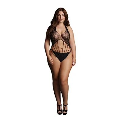 Afbeelding van Shots Le Désir Teddy met Kanten Haltertop Plus Size black OSX