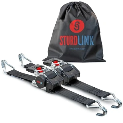 Afbeelding van Automatische Spanbanden met J haken 50mm 3m x2 LC 750daN/1500daN in U Sjorbanden Oprolmechanisme Ideale Bevestiging voor Aanhanger Motorfiets Quad Auto EN 12195 2 Sturdlink®