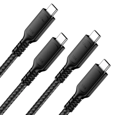 Afbeelding van ConnBull Thunderbolt 4 kabels, 2 stuks, 40 Gbps, High Speed USB C, overdrachtssnelheid, 8K @60Hz display, 240 W lading voor iPhone 15 Pro, Macbook, iMac enz., 1 m