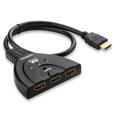 Afbeelding van HDMI Switch 4K, QGECEN Splitter 3 In 1 Out, poorts schakelaar, Hub voor TV Amazon Fire Stick Chromecast Roku Laptop Playstation Xbox, Ondersteunt Full HD 1080P 3D HDCP