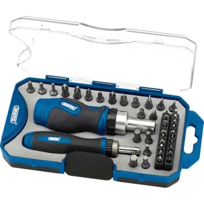 Afbeelding van Draper 42 delige ratel schroevendraaier bitset Stubby Grip Drivers handgereedschap DIY en professionele kit 1/4 &quot;en 20 mm aandrijfprecisie bits 46479