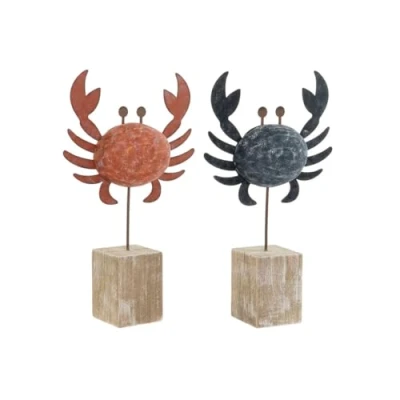 Afbeelding van Decoratieve figuren Home ESPRIT Blauw Rood Natuurlijk Krab 17,5 x 6 29 cm (2 Stuks)