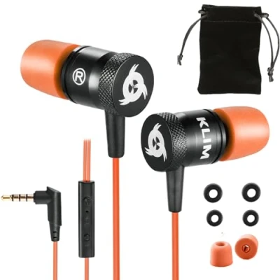 Afbeelding van KLIM Fusion Oortelefoons In ear met microfoon + Zeer Duurzaam 5 jaar garantie Comfortabel Traagschuim Koptelefoon voor Mobiele PC PS4 Xbox One Switch Versie 2021 Oranje
