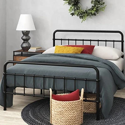 Afbeelding van Zinus Florence Bed 140 x 200 cm, hoogte 30 met opbergruimte voor onder het bed, metalen platformbedframe hoofdeinde en voeteneinde, zwart