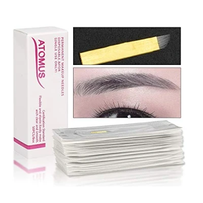 Afbeelding van 50 stks Microblading Permanente Naalden 3D Make Up Wenkbrauw Tattoo Naald Pen PCD 12 Pins Kit