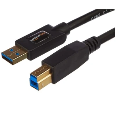 Afbeelding van Amazon Basics 3.0 USB Type A stekker B kabel, 183 cm, zwart