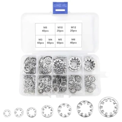 Afbeelding van 300 stks Starlock Sluitringen 304 Rvs Interne Ster Tand Lock M3 M4 M5 M6 M8 M10 M12 Snelheid Push On Clips Bevestigingsmiddelen Assortiment Tool