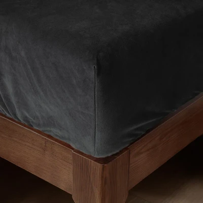 Afbeelding van Hoeslaken Velvet 140 x 200 cm Zwart Koopjedeal.nl Altijd de beste deal