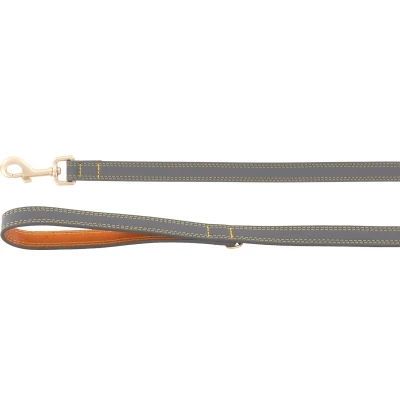 Afbeelding van Flamingo Hondenriem Virginia grijs 130cm 20mm De karabijnhaak heeft een matte gouden afwerking met ring voor accessoires