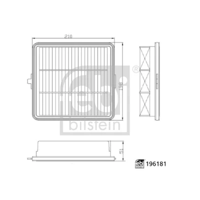 Afbeelding van FEBI BILSTEIN 196181 Luchtfilter 51mm 198mm 210mm Filter insert HYUNDAI: Kona (SX2) 1.0 T GDi Hybrid 48V, GDi, 1.6 4WD 2023