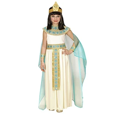 Afbeelding van Widmann Egypte Kostuum Cleopatra Van De Nijl Blauw, Wit / Beige Maat 128 Carnavalskleding Verkleedkleding