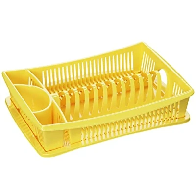 Afbeelding van Wellgro afdruiprek, servies, afdruipbak, made in Europe, kleur: geel