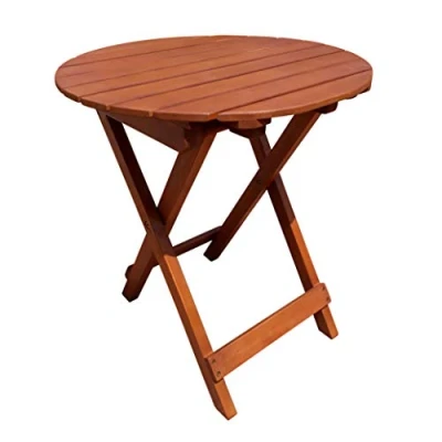 Afbeelding van Spetebo Eucalyptus tuintafel rond 50 x 45 cm houten biertuintafel balkon tafel klaptafel bistrotafel