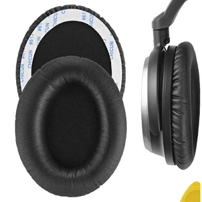 Afbeelding van GEEKRIA QuickFit Eiwit lederen vervangende oorkussens voor Audio Technica ATH ANC7, ANC9 Hoofdtelefoon Oorkussens, Headset Oorschelpen Reparatie Onderdelen (zwart)
