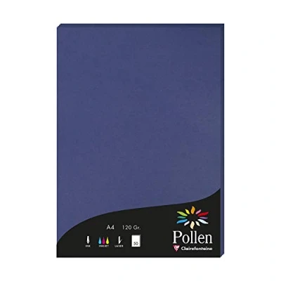 Afbeelding van Clairefontaine 4284C verpakking met 50 kaarten pollen 120g, DIN A4, 21 x 29,7cm, koningsblauw