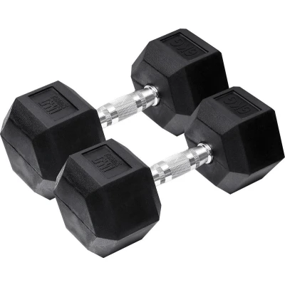 Afbeelding van Orange Gym Hex Dumbbell Black 6 kg set van 2