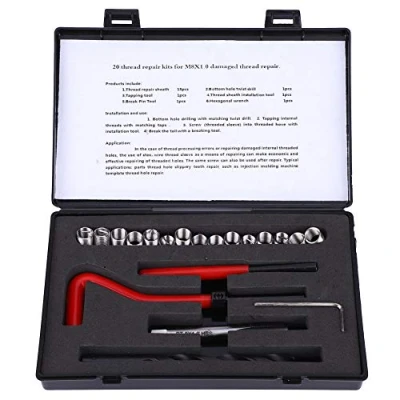 Afbeelding van Schroefdraadreparatieset, 20 delig. M8x1 tapset van roestvrij staal, schroefdraadreparatieset voor binnendraad om de inzethuls te repareren, typische toepassingen hoogspanningsschakelaars