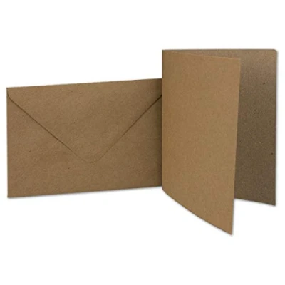 Afbeelding van Kraftpapier kaartenset met enveloppen recyclingkaarten natuurbruin DIN A6 C6 20 SET Natuurlijk bruin A6/C6