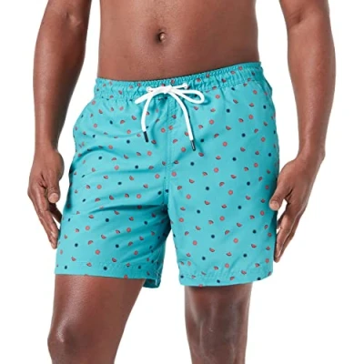 Afbeelding van Tom Tailor Denim heren 1035053 zwemshorts, 31484 Groen Rood Melon Sun Print, L