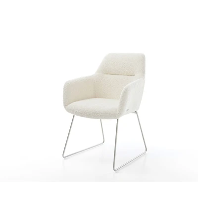 Afbeelding van Armleunstoel Pejo Flex slipframe roestvrij staal bouclé wit