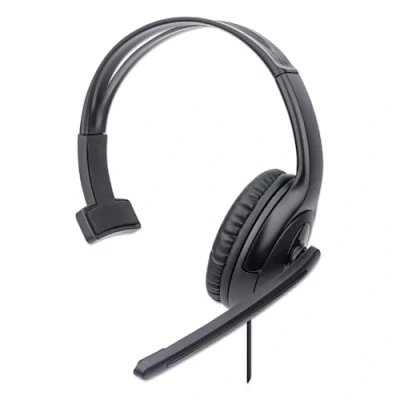 Afbeelding van Manhattan 179874 hoofdtelefoon/headset Bedraad Hoofdband Kantoor/callcenter USB Type A Zwart