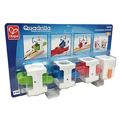 Afbeelding van Hape E6025 besturingsblokset, accessoires voor Quadrilla kogelbanen, vier verschillende besturingsblokken, vanaf 4 jaar, meerkleurig
