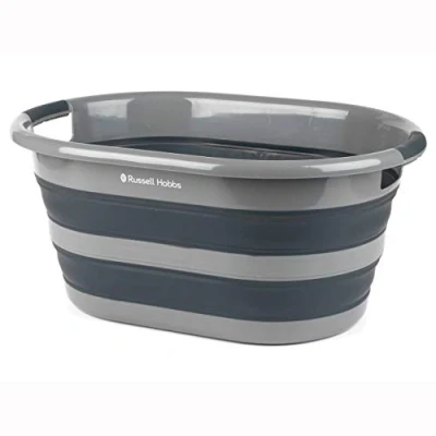 Afbeelding van Russell Hobbs inklapbare wasserette wasmand inklapbaar bubbelbad Ovaal 27L grijs