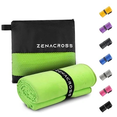 Afbeelding van Zenacross Microvezel Handdoek 50x100cm met Draagtas Compacte Sport Handdoek, Sneldrogend en Absorberend Maat M Groente