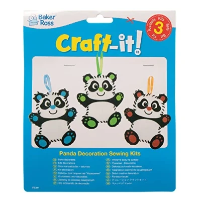 Afbeelding van Baker Ross FE341 Panda Decoratie Naai Sets Pakket van 3, set voor Kinderen, Creatieve Activiteiten Ideaal Knutselproject
