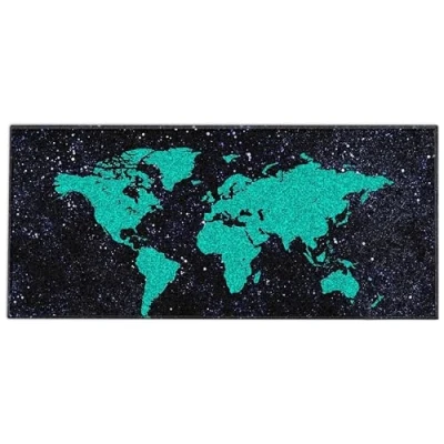Afbeelding van Silent Monsters Muismat Grootte XX Large (90 x 40 cm), Mouse Pad Design: Groen Wereldkaart, Genaaide Rand, voor Bureau en Gaming, Mousepad Antislip rubberen basis
